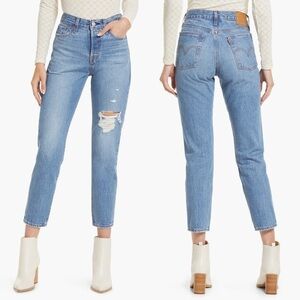 NEW Levi's Wedgie Icon Distressed High Rise Blue Jeans